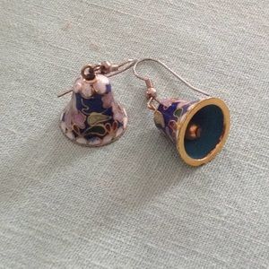 Enamel bell earrings with dangling ball VINTAGE